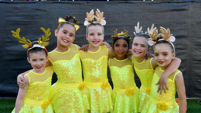 Carols by Candlelight at Riverway 2022. Poppi Rallis, Grace Acree, Caitlin Soden, Bronte Goccher, Penelope Dinn, Marlica Smith and Harper Herrmann from Croft-Golchrist School of Dance. Picture: Evan Morgan