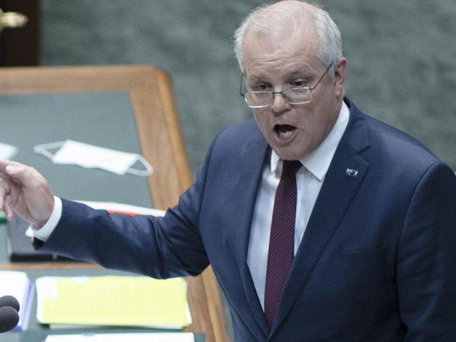 CANBERRA, AUSTRALIA-NCA NewsWire Photos 7 OCTOBER 2020: Prime Minister Scott Morrison and the Leader of the Opposition Anthony Albanese during Question Time in the House of Representatives in Parliament House in Canberra. Picture: NCA NewsWire / Gary Ramage