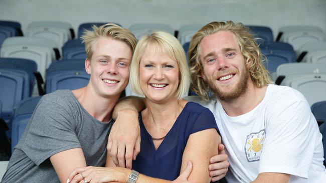 Zach and Cam Guthrie with their mum, Suzanne Guthrie. Picture: Peter Ristevski