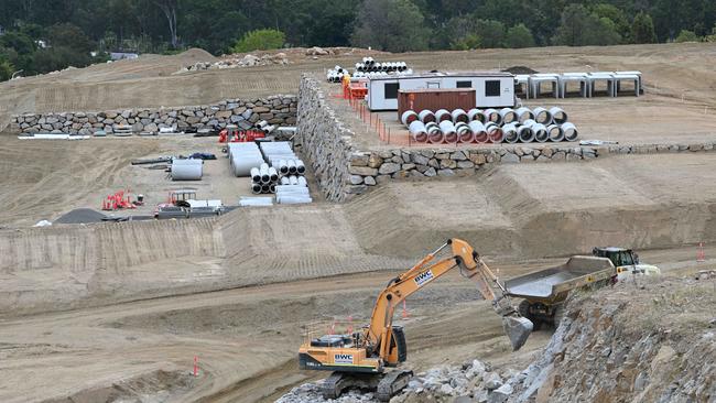 Stage three land lots already taking shape, with tiered levels expected to maximise views for every resident. Picture: Lyndon Mechielsen/Courier Mail