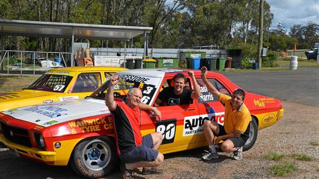 Don Harris, Josh Rasi and Bruce Bunch with a HQ Holden. Picture: Gerard Walsh