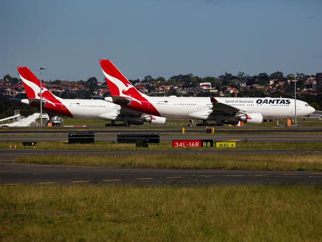 SYDNEY, AUSTRALIA - SEPTEMBER 23, 2020: Qantas Planes seen at the Sydney Domestic Airport in Sydney, Australia, on SEPTEMBER 23 2020. Picture: NCA Newswire / Gaye Gerard