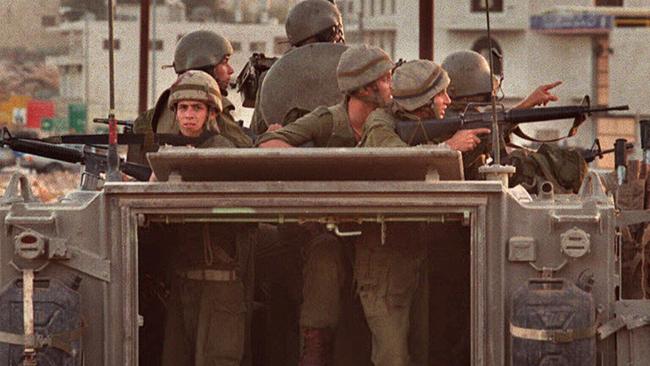 Israeli soldiers on armoured personnel carriers near Ramallah, on West Bank of Gaza Strip. Picture: Israel Army.