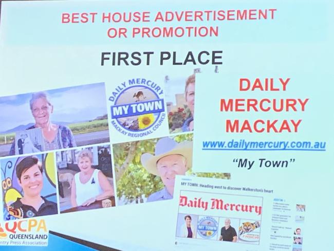 Mackay's Daily Mercury was well represented at the 2021 Queensland Country Press Association awards. The publication's My Town series took out first place in the Best Promotion category. Picture: Rae Wilson/Tara Miko