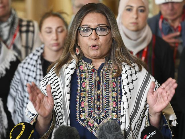 Greens Deputy Leader Senator Mehreen Faruqi has refused to say that Hamas should be dismantled. Picture: NewsWire / Martin Ollman