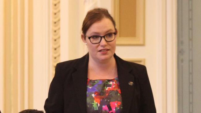 Broadwater MP Verity Barton during question time in Queensland parliament.