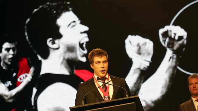 Essendon's Zach Merrett has capped a brilliant season by winning the club’s best and fairest. Picture: Sarah Matray