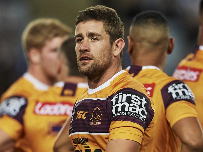 SYDNEY, AUSTRALIA - SEPTEMBER 07: Andrew McCullough of the Broncos looks on during the round 25 NRL match between the Canterbury Bulldogs and the Brisbane Broncos at ANZ Stadium on September 07, 2019 in Sydney, Australia. (Photo by Brett Hemmings/Getty Images)