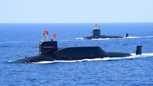 Chinese nuclear-powered missile and attack submarines parade for Chairman Xi Jinping. Picture: Supplied