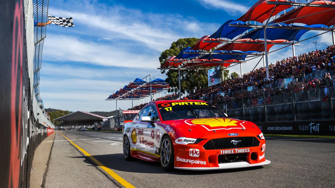 Scott McLaughlin takes the chequered flag in Race 2.