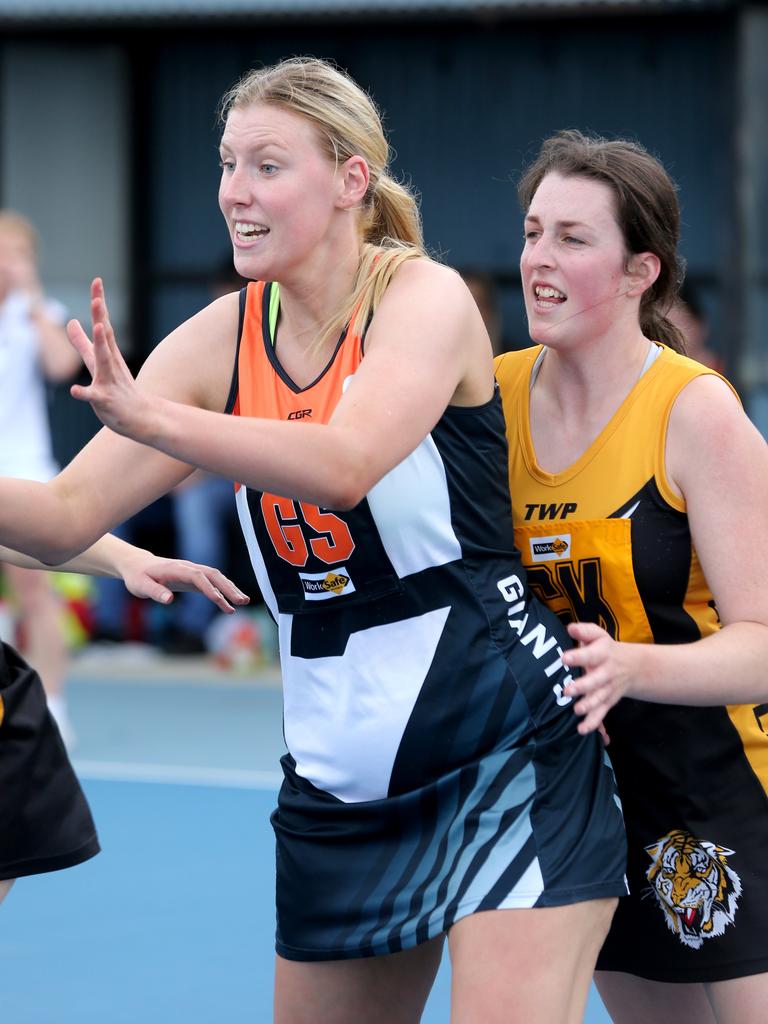 GFL Netball: Geelong West Giants v Grovedale. Geelong West Goal Shooter Aleisha McDonald. Picture: Mike Dugdale