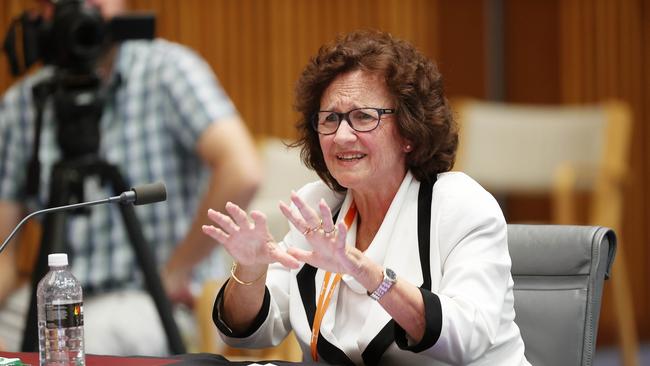 Australia Post executive director Angela Cramp speaks at the Senate inquiry in Canberra today. Picture: NCA NewsWire / Gary Ramage