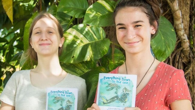 Alyssa Jackson and Caitlin O'Neil with their book Everything Flows to the Sea. Photo: Supplied.