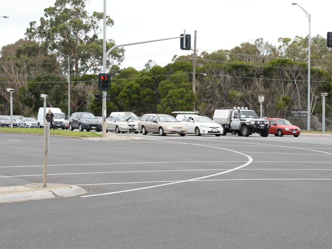 Motorists speeding through the intersection of Springvale and Lower Dandenong roads in Braeside handed over $7.8 million in fines during 2013-18. Picture: Lawrence Pinder