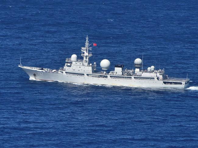 This handout photo released by the Australian Defence Force on May 13, 2022 shows China's People's Liberation Army navy vessel Haiwangxing.