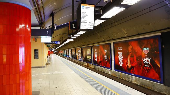 At Bondi Junction, information boards at 4pm showed that there is a one hour wait for the next train. Picture: Richard Dobson