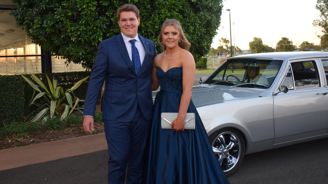 Kurt Clarke and Emma Lindsay stunned out on the red carpet at Our Lady of Southern Cross College's formal for 2023. Picture: Emily Devon