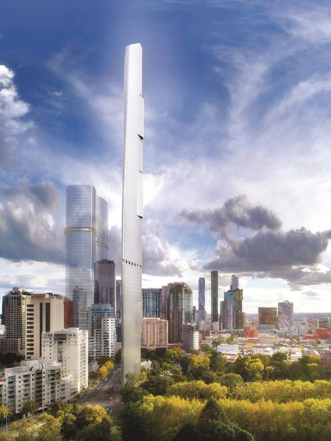 Design for the super-slim tower at the corner of Latrobe and Victoria Streets. Picture: DeciBel Architecture