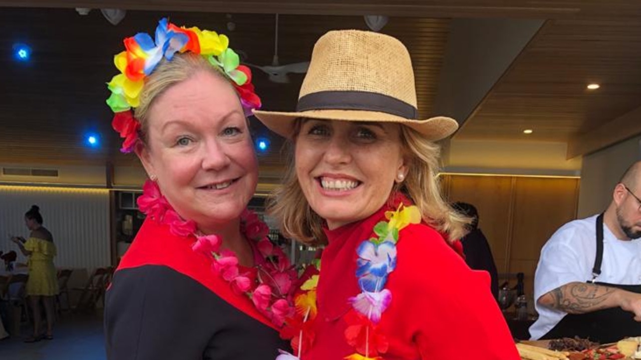 Qantas crew members enjoying the lunch at Hamilton Island. Picture: Supplied