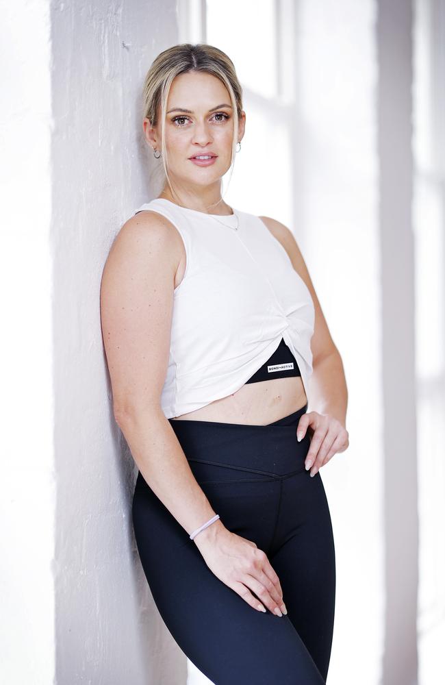 MAFS contestant Alyssa Barmonde says there is no shame in discussing therapy and metal health. “It’s the gym for your brain,” she said at the Bondi Active store launch. .Picture: Sam Ruttyn.