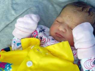 Amyah Farooq nearly upstaged the Rocky RiverFest attractions on Sunday when her mother went into labour in a fairy floss stall. Picture: Jann Houley