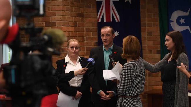 Newly appointed general manager for Lismore City Council, Shelley Oldham, with Lismore mayor Isaac Smith after announcing a multi-million dollar black hole in Lismore City Council's budget. Picture: Marc Stapelberg