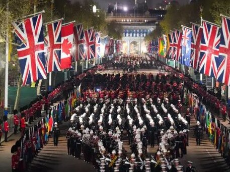 A night-time rehearsal in central London for the coronation. Picture: PA