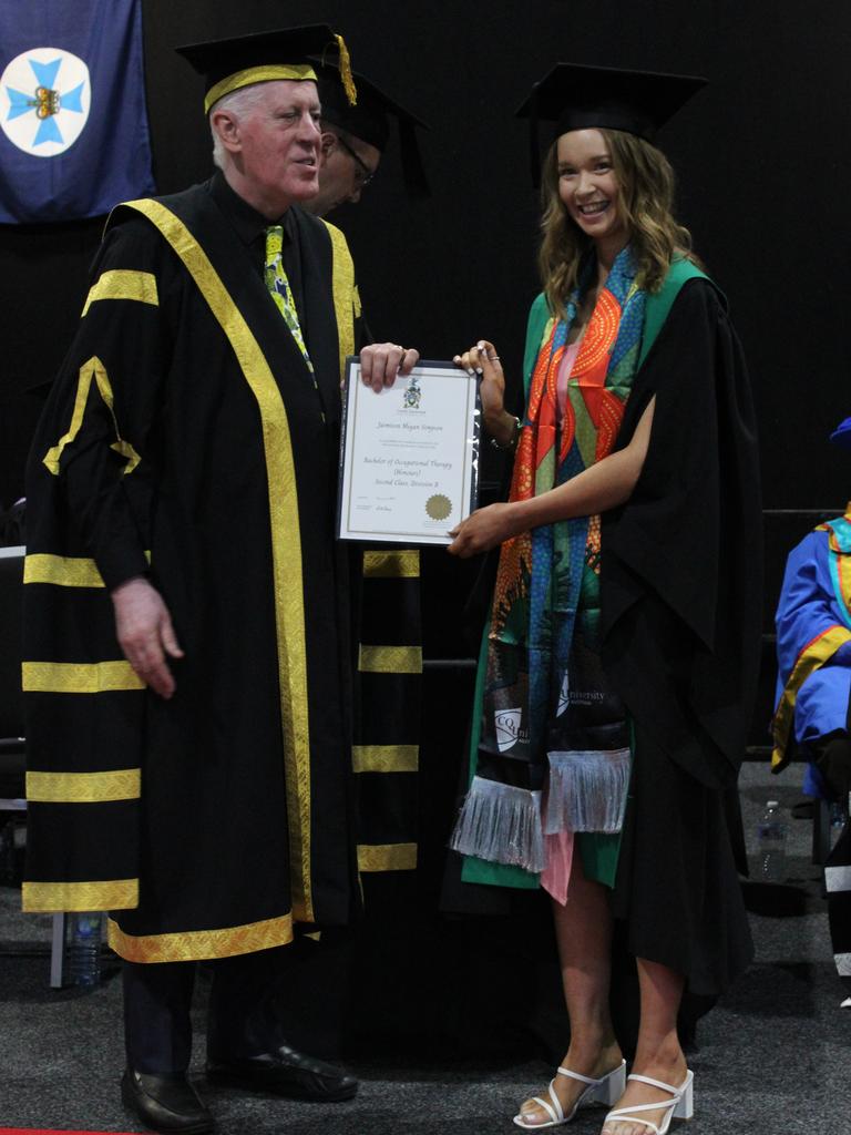Jaimison Simpson graduated with a Bachelor of Occupational Therapy (Honours) at the CQUniversity graduation ceremony in Bundaberg on December 14, 2023.