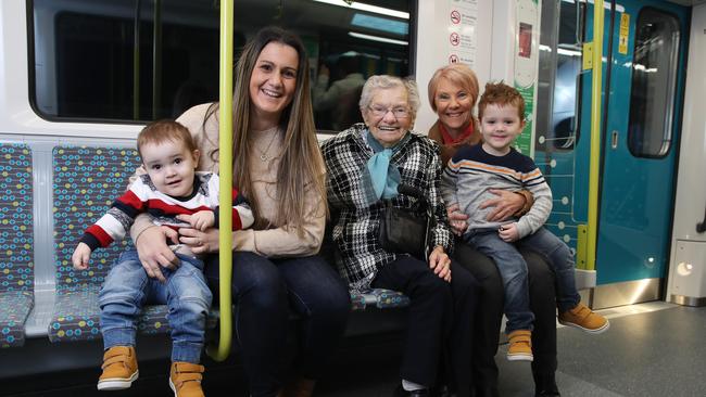 Four generations on one family, (left) Jane Lidbury with son Harry, 1, Nancy Stevens, 93, Rhonda Sala (Nancy's daughter) holding Cooper, 3, (Jane's other son). Picture: David Swift