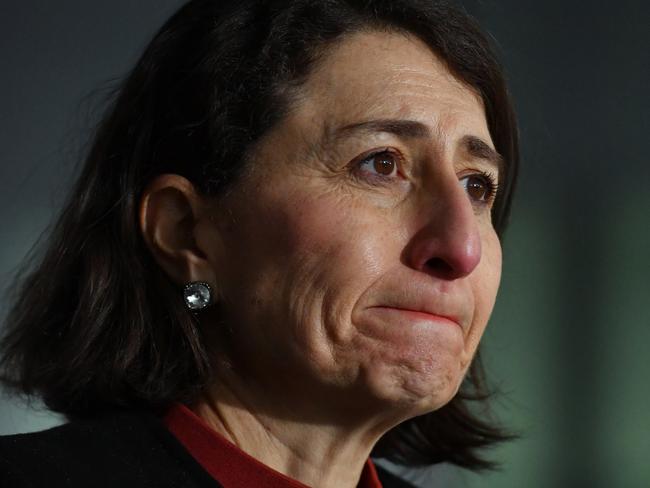 SYDNEY, AUSTRALIA - JULY 21: NSW Premier Gladys Berejiklian attends a press conference to provide a COVID-19 update on July 21, 2021 in Sydney, Australia. NSW recorded 110 new locally acquired cases of COVID-19 in the 24 hours to 8pm last night. NSW is under strict lockdown as the state continues to record new community COVID-19 cases and work to stop the spread of the highly infectious delta coronavirus strain in the community. (Photo by Mick Tsikas - Pool/Getty Images)