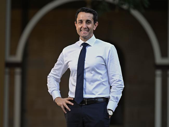 23/10/2024: LNP leader and potential new QLD Premier, David Crisafulli,  ahead of the vote to decide the election, at the State Parliament building on the Speakers Green, Brisbane. pic: Lyndon Mechielsen/Courier Mail