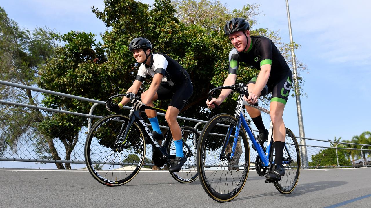 Cyclists Dan Desbois and Ryan Walton. Picture: Tony Martin