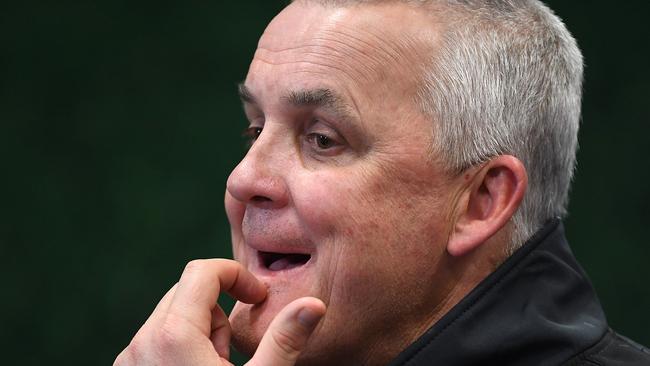 Panthers coach Anthony Griffin looks on during a press conference following the Round 19 NRL match between the Brisbane Broncos and the Penrith Panthers at Suncorp Stadium in Brisbane, Friday, July 20, 2018. (AAP Image/Dave Hunt) NO ARCHIVING, EDITORIAL USE ONLY