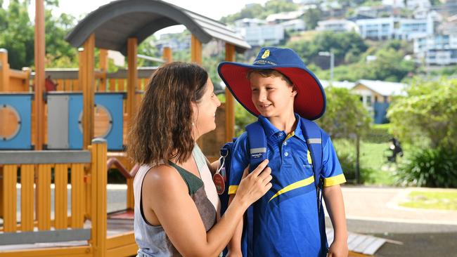 Ivy Trueman with her son Darcy, 5, who is ready to start Prep at Marian Catholic School. Picture: Shae Beplate.