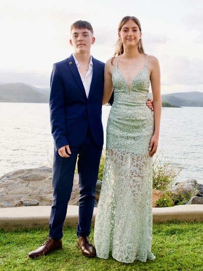 Coby Barker and Sarah Morrissey arriving at the Proserpine State High School Year 12 Formal held at the Whitsunday Marine Club on Wednesday, November 16, 2022.