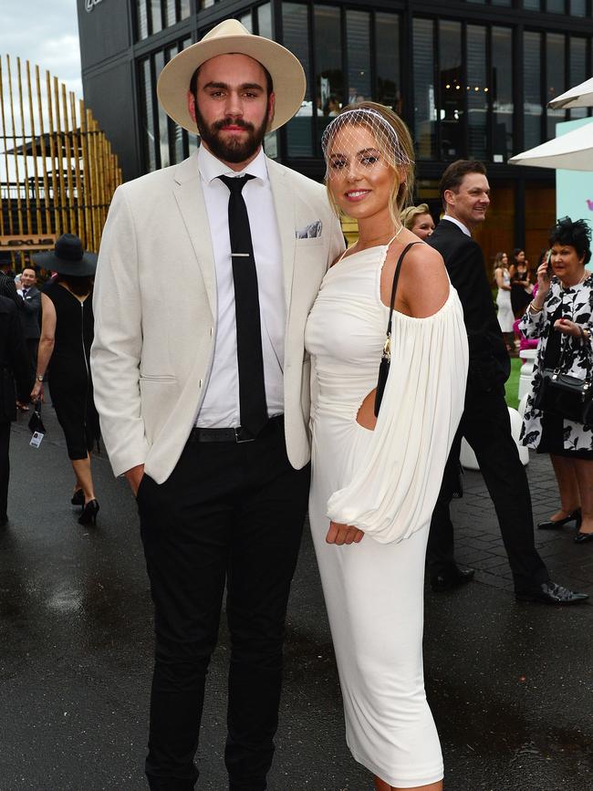 Model Lucy Brownless and St Kilda footballer Paddy McCartin stepped outside in style. Picture: Nicki Connolly