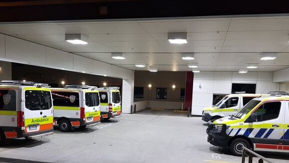 Ambulances ramped at the Launceston General Hospital on January 4, 2021. Picture: HACSU