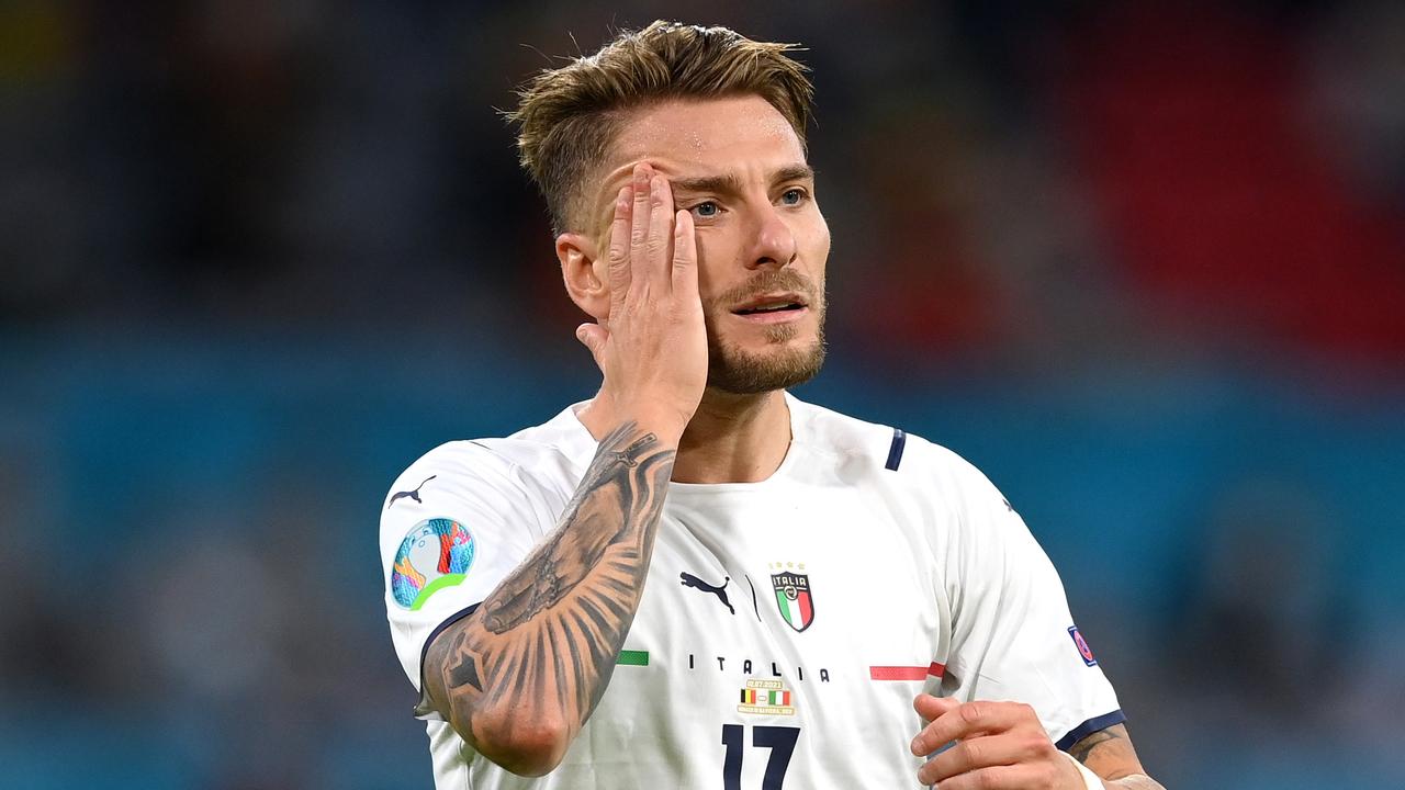 MUNICH, GERMANY - JULY 02: Ciro Immobile of Italy reacts during the UEFA Euro 2020 Championship Quarter-final match between Belgium and Italy at Football Arena Munich on July 02, 2021 in Munich, Germany. (Photo by Matthias Hangst/Getty Images)