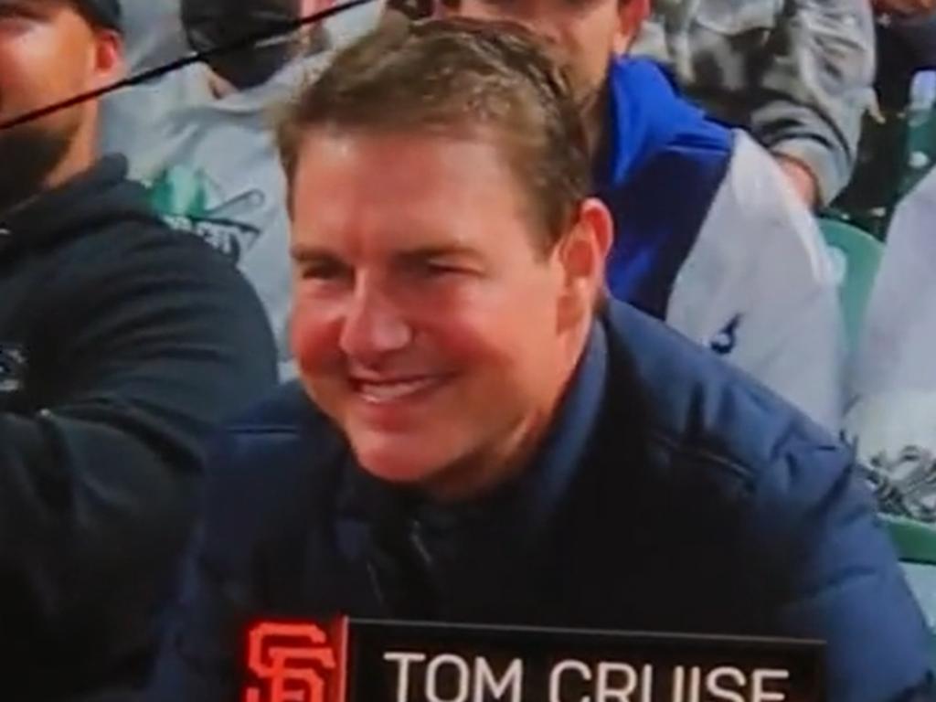 Tom Cruise looked very different at a baseball game last month. Picture: Twitter