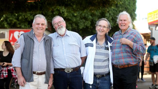 Ellis Green, 68, Alan Peacock, 67, Bryan Cooper, 68, and Malcolm Drysdale, 68, returned to the Ekka together after 50 years.  Picture: Tara Croser