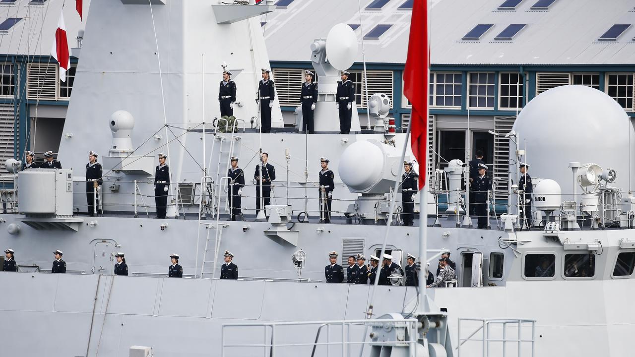 Three Chinese Navy ships made their way through Sydney Harbour in June 2019. Picture: Dylan Robinson