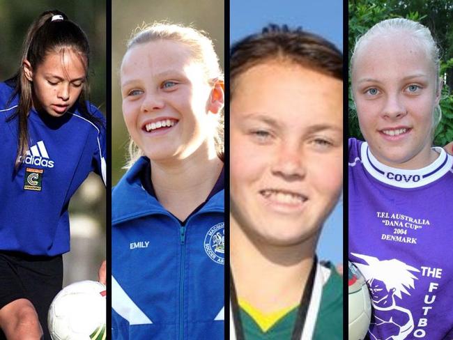 Matildas players Kyah Simon, Emily van Egmond, Caitlin Foord and Tameka Yallop as juniors. Picture: Supplied