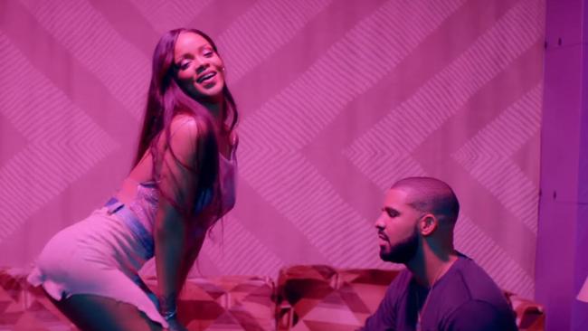 Rihanna twerks for Drake in Work. Picture: YouTube