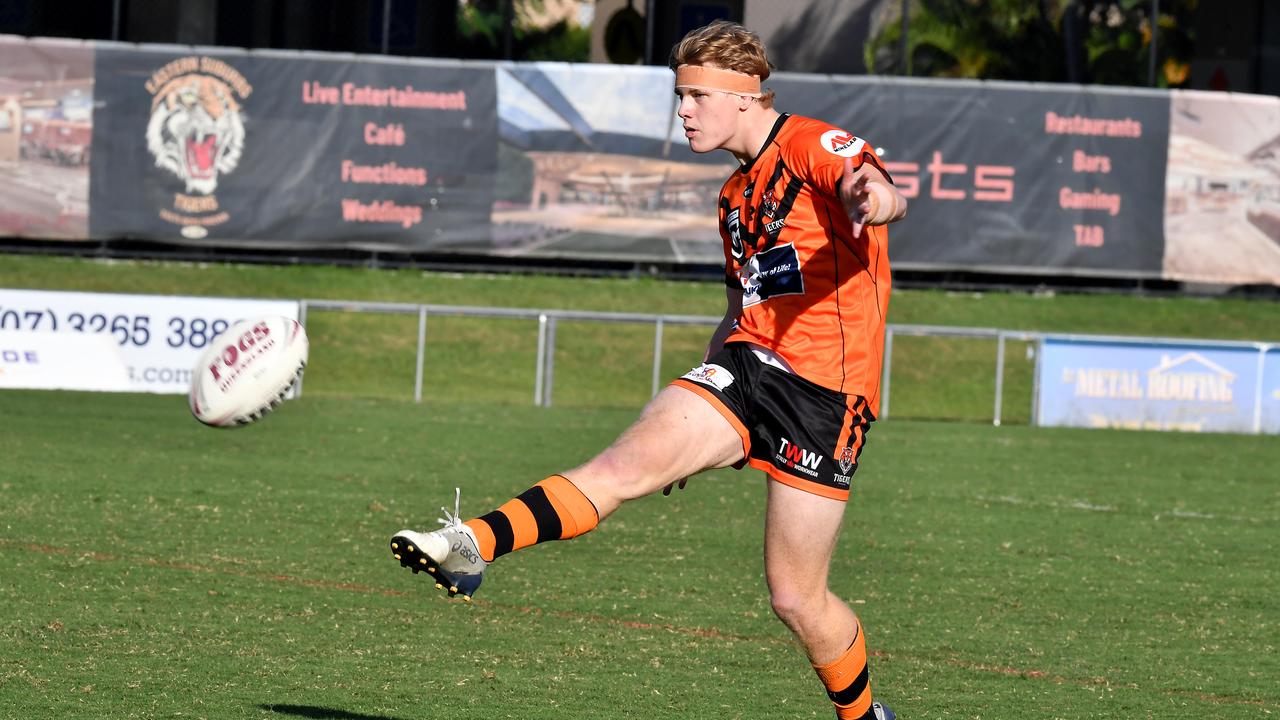 East player Zack Lamont Meninga Cup under 18 club rugby league match between home team Brisbane Tigers and Redcliffe. Saturday March 27, 2021. Picture, John Gass