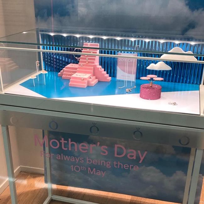 A Mother’s Day display at Pandora Westfield.