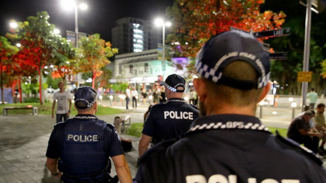 The Cairns Tactical Crime Squad on patrol in the Cairns CBD. Picture: Marc McCormack