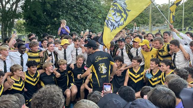 The Laurie's boys celebrate a big win.