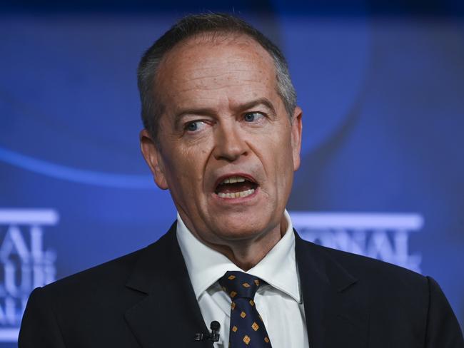 CANBERRA, AUSTRALIA - APRIL 18: Bill Shorten, Minister for the National Disability Insurance Scheme & Minister for Government Services addresses the National Press Club of Australia in Canberra. Picture: NCA NewsWire / Martin Ollman