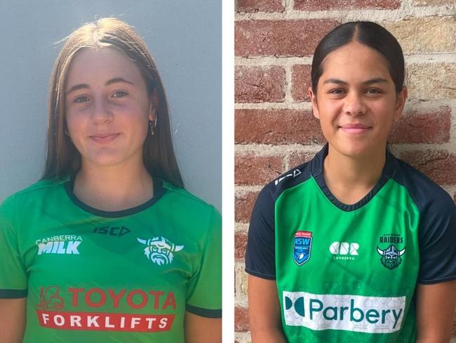 L-R: Evie Perry and Ocean Kaiwai-Rangikauhata are set to make history in Canberra’s debut season. Supplied: Canberra Raiders