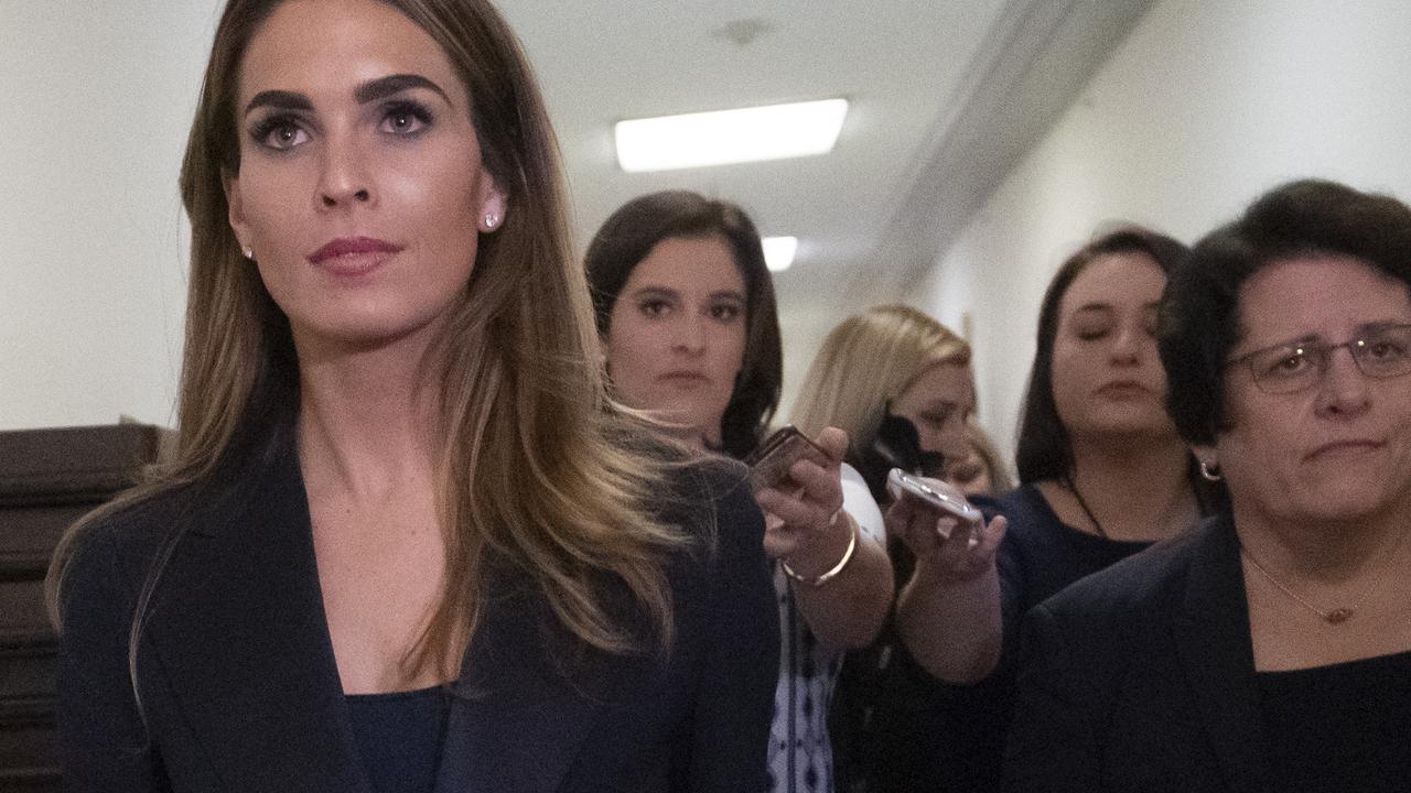 Former White House communications director Hope Hicks in the Capitol today. Picture: AP